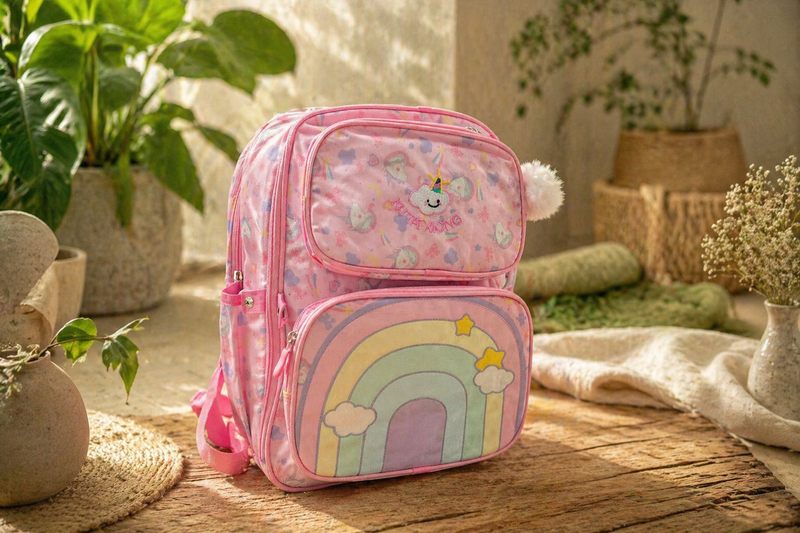 Unicorn Rainbow Kids School Backpack - Pink
