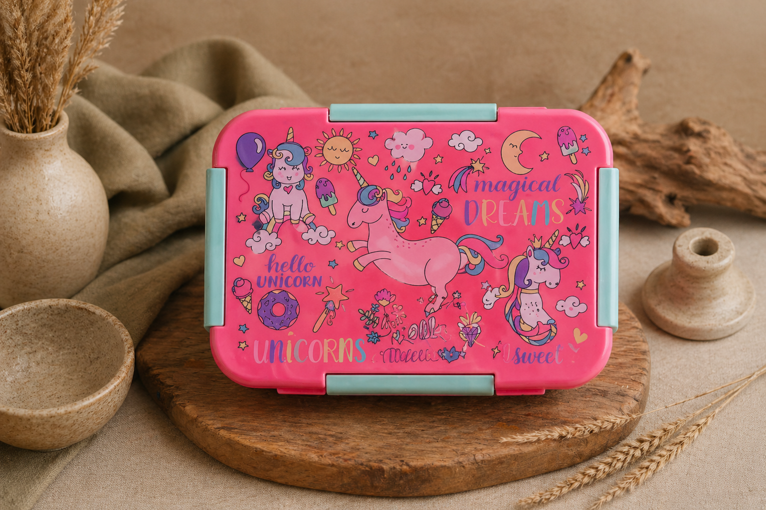 Magical Unicorn Bento Lunch Box for Kids - Pink