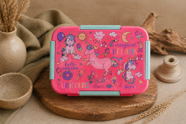 Magical Unicorn Bento Lunch Box for Kids - Pink