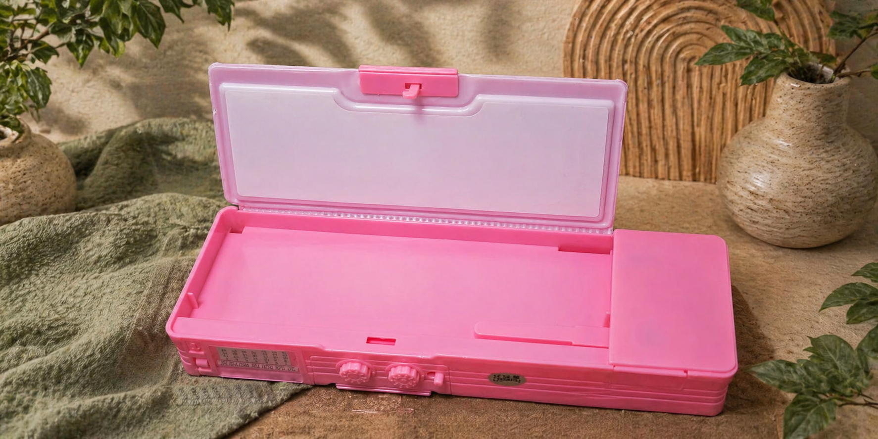 Cute Pink Multi-Function Pencil Box for Girls